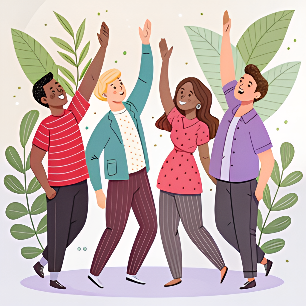 Illustration of people collaborating as a community